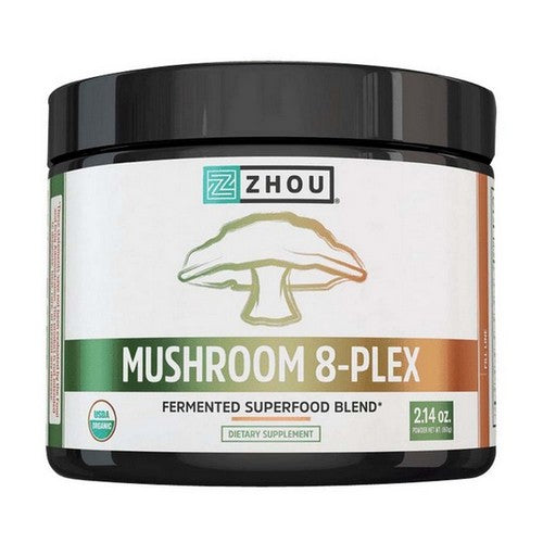 Mushroom 8-Plex Powder Unflavoured 2.14 Oz by Zhou Nutrition