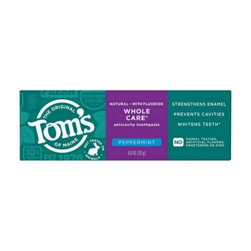 Whole Care Natural Anticavity Toothpaste With Fluoride Peppermint 4 Oz by Tom's Of Maine