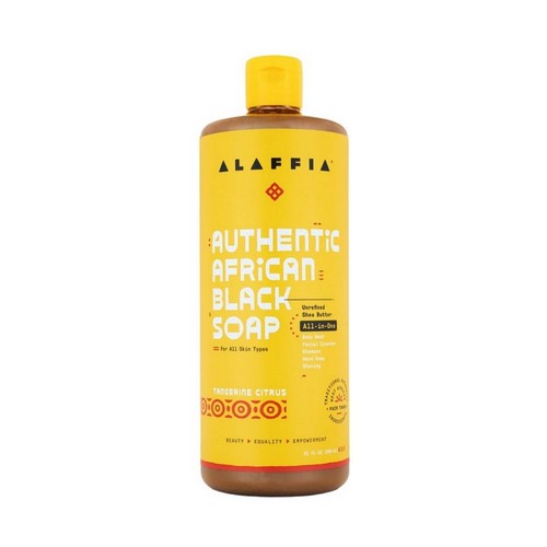 Authentic Tangerine Citrus African Black Liquid Soap 32 Oz by Alaffia