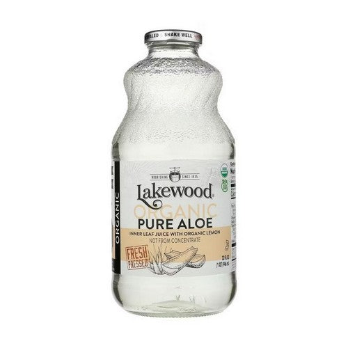 Organic Pure Aloe Juice Lemon 32 Oz by Lakewood Organic