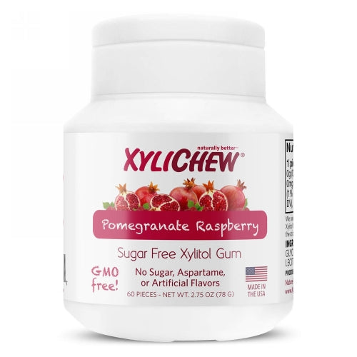 100% Xylitol Chewing Gum Pomegranate Raspberry 60 Count by Xylichew