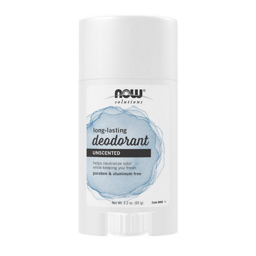 Long Lasting Deodorant Stick Unscented 2.2 Oz by Now Foods