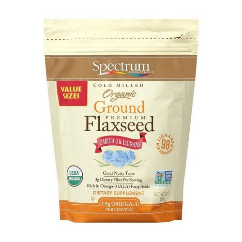 Organic Cold Milled Ground Premium Flaxseed 24 Oz by Spectrum Essentials