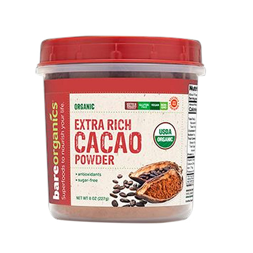 Raw Organic Cacao Powder 8 Oz by Bare Organics