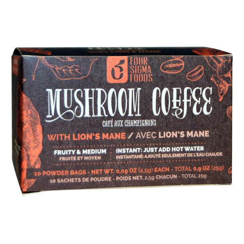 Mushroom Coffee Mix Lion's Mane and Chaga 10 Count by Four Sigma Foods Inc