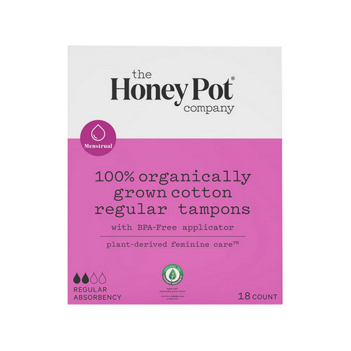 Organic Regular Tampons Plastic Applicator Unscented 18 Count by The Honey Pot