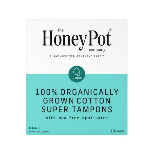 100% Organic Grown Super Tampons With Bpa-Free Applicator 18 Count by The Honey Pot