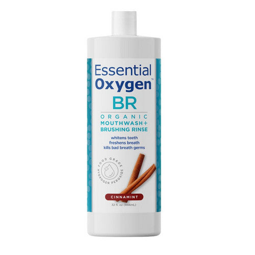 BR Organic Mouthwash Brushing Rinse Cinnamint 32 Oz by Essential Oxygen
