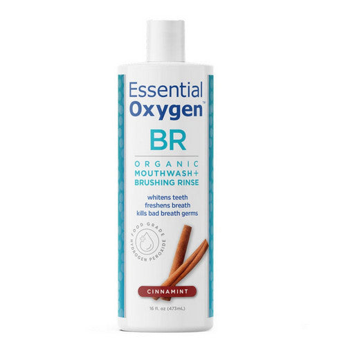 Br Organic Mouthwash Plus Brushing Rinse Cinnamint 16 Oz by Essential Oxygen