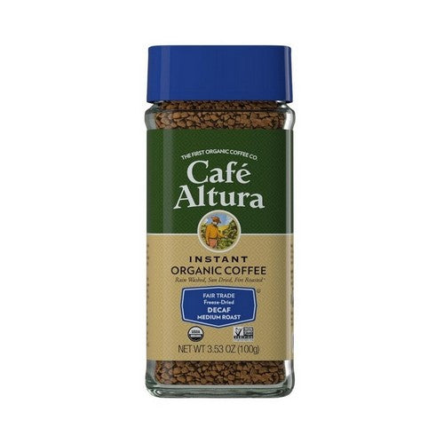 Instant Organic Coffee Decaf Freeze Dried 3.5 Oz by Cafe Altura