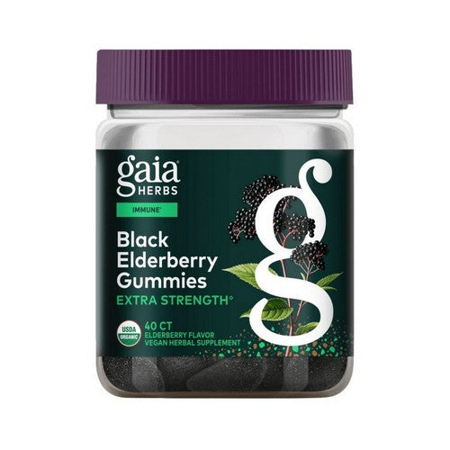 Black Elderberry Extra Strength Gummies 40 Vegan Gummies by Gaia Herbs