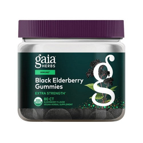 Black Elderberry Extra Strength Gummies 80 Vegan Gummies by Gaia Herbs