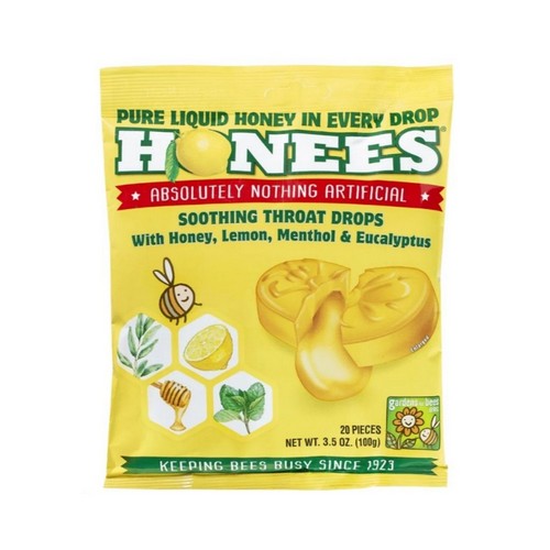 Filled Honey Lemon Cough Drops 20 Lozenges by Honees