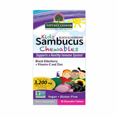 Kid's Sambucus Chewables Black Elderberry + Vitamin-C And Zinc 45 Tabs by Nature's Answer