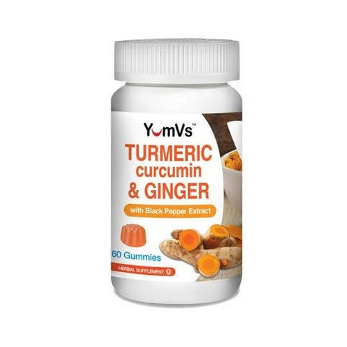 Turmeric Curcumin With Ginger And Piperine Gummies Peach 60 Gummies by Yum-V's