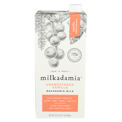 Macadamia Milk With Unsweetened Vanilla 32 Oz(Case Of 6) by Milkadamia