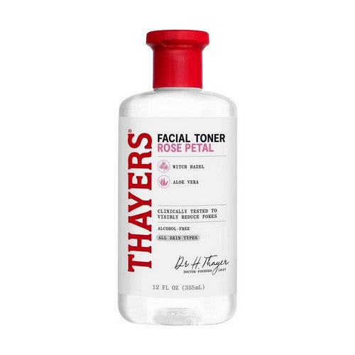 Witch Hazel Facial Toner Alcohol-Free Rose Petal 12 OZ by Thayers