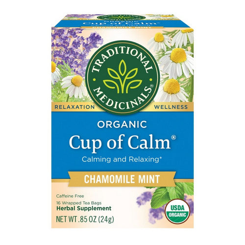 Organic Cup Of Calm Chamomile Mint Caffeine Free 16 Bags by Traditional Medicinals