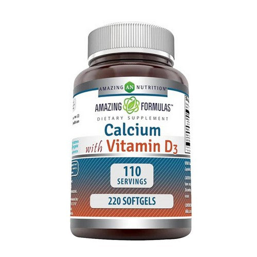 Amazing Formulas Calcium with Vitamin D3 220 Softgels by Amazing Nutrition