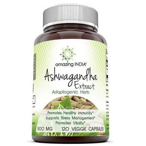 Amazing India Ashwagandha Extract 120 Veg Caps by Amazing Nutrition