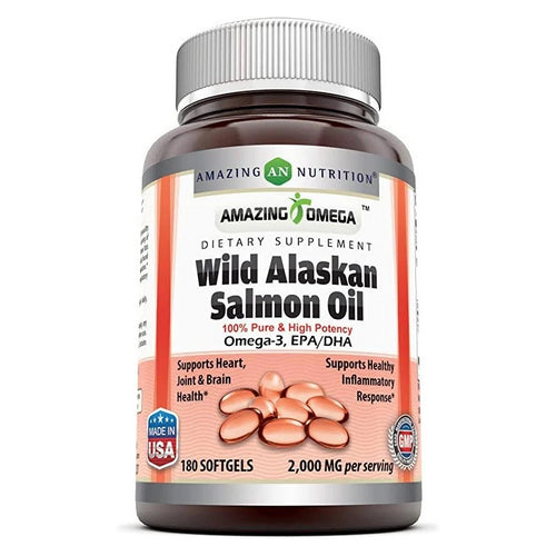 Amazing Omega Wild Alaskan Salmon Oil 180 Softgels by Amazing Nutrition