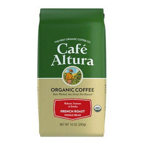 Organic Coffee French Roast Whole Bean 10 Oz by Cafe Altura