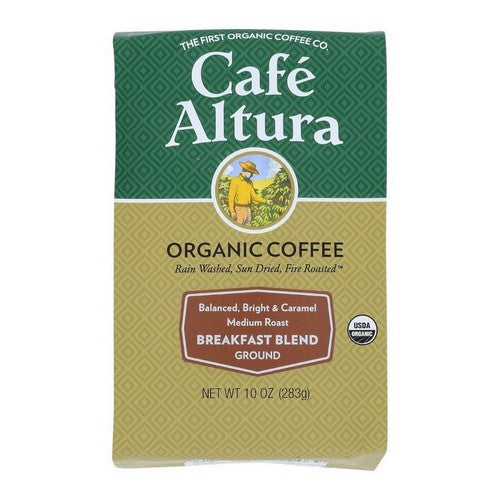Organic Coffee Breakfast Blend Medium Roast Ground 10 Oz by Cafe Altura