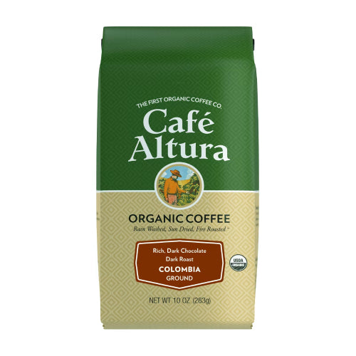 Organic Coffee Colombian Dark Roast Gound 10 Oz by Cafe Altura