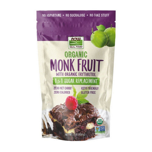 Organic Monk Fruit With Organic Erythritol 1-to-1 Sugar Replacement 1 LB by Now Foods