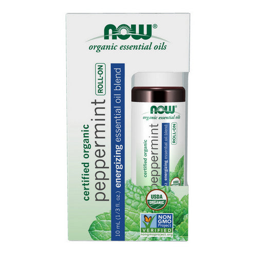 Organic Roll-On Peppermint Essential Oil Blend 10 Ml by Now Foods