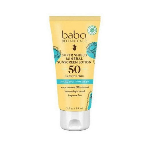 Super Shield Mineral Sunscreen Lotion Spf 50 3 Oz by Babo Botanicals