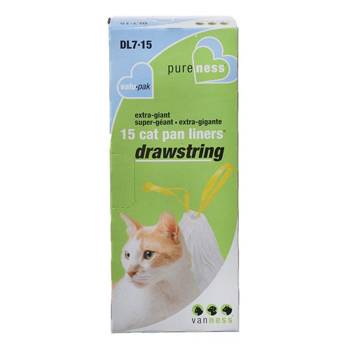 Plastics Drawstring Cat Pan Liner White Extra Giant 15 Count by Van Ness