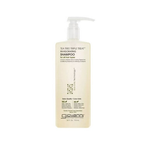 Tea Tree Triple Treat Invigorating Shampoo 24 Oz by Giovanni Cosmetics