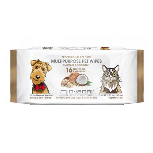 Pet Wipe Oatmeal and Coconut 75 Count by Giovanni Cosmetics