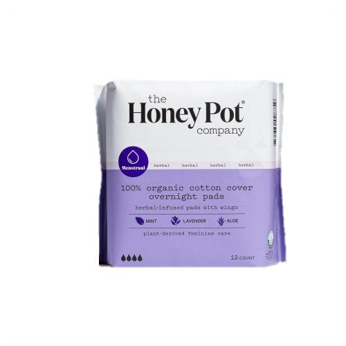 Organic Herbal-Infused Pads with Wings Overnight 12 Count by The Honey Pot