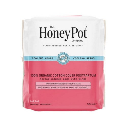 Organic Top Sheet Postpartum Herbal Pads 12 Count by The Honey Pot