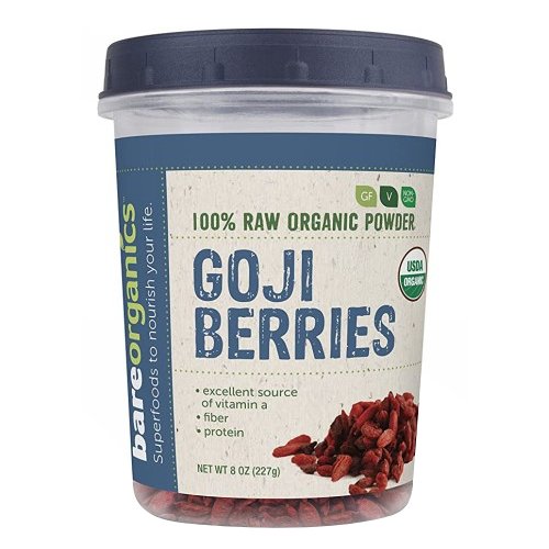 Organic Sun Dried Goji Berries 8 Oz by Bare Organics