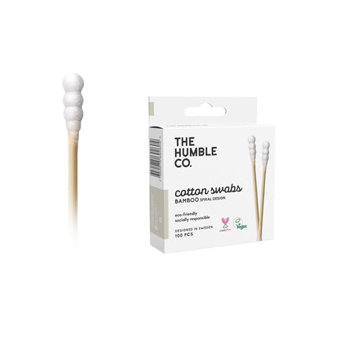 Cotton Swabs White Spiral 100 Count by The Humble Co