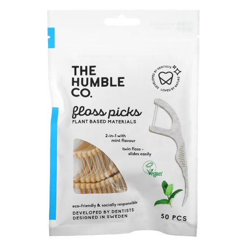 Dental Floss Picks Mint 50 Count by The Humble Co