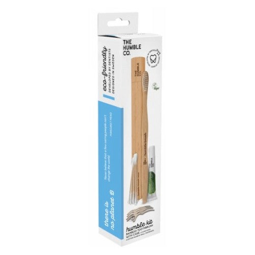 Bamboo Toothbrush Travel Kit With Toothpaste Floss And Cotton Swabs 1 Kit by The Humble Co