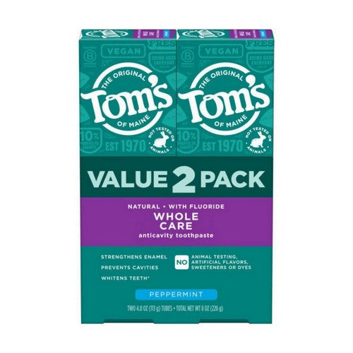 Whole Care Anticavity Toothpaste Peppermint 2 Count by Tom's Of Maine