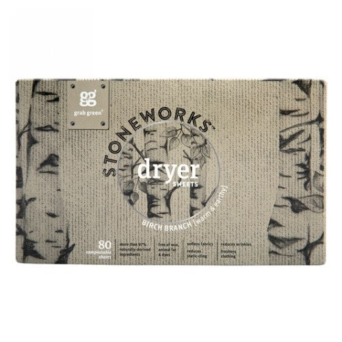 Stoneworks Dryer Sheets Birch Branch 80 Count by Grab Green
