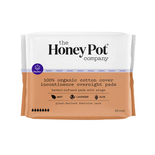 Organic Incontinence Overnight Herbal Pads 16 Count by The Honey Pot