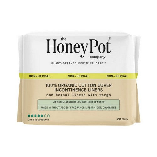 100% Organic Cotton Cover Incontinence Non-Herbal Liners With Wings 20 Count by The Honey Pot