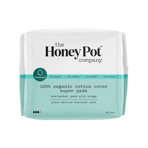 Organic Top Sheet Super Non Herbal Menstrual Pads 16 Count by The Honey Pot