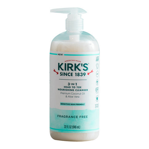 3-In-1 Head to Toe Nourishing Cleanser Fragrance-Free Original, 32 oz  by Kirk's Natural Products