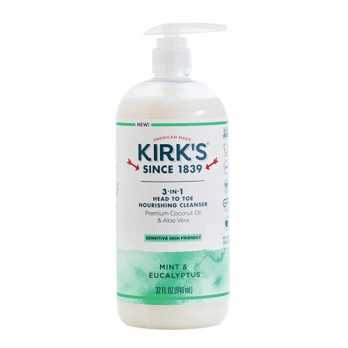 3-In-1 Head to Toe Nourishing Cleanser Mint & Eucalyptus 32 Oz by Kirk's Natural Products