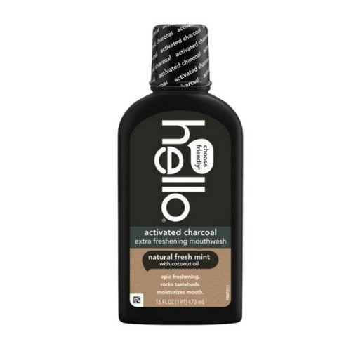 Activated Charcoal Mouthwash Natural Fresh Mint 16 Oz by Hello Bello
