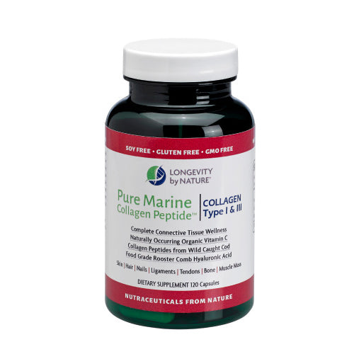 Pure Marine Collagen Peptide Type I & III 120 Caps by Longevity by Nature