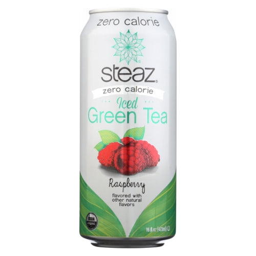 Organic Zero Calorie Iced Green Tea Raspberry 16 Oz (Case of 12) by Steaz